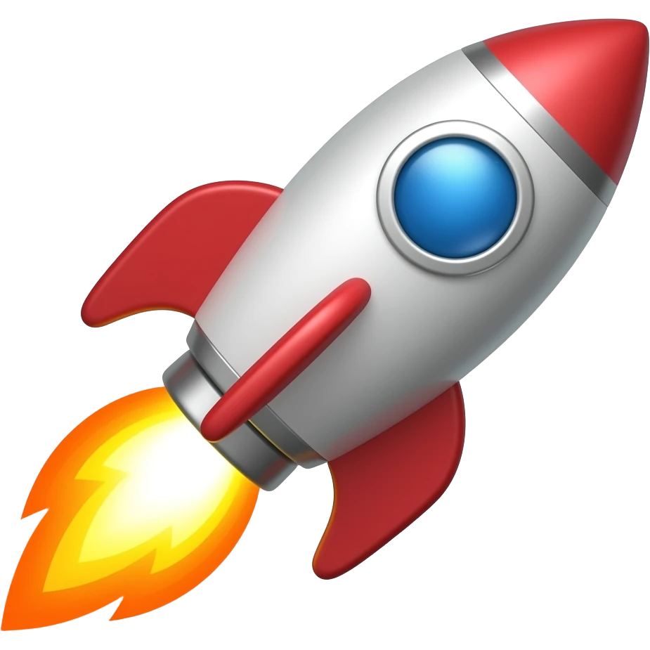 Cohete con un rastro de fuego yendo a la izquierda emoji