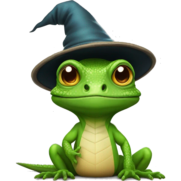 Lizard with wizard hat emoji