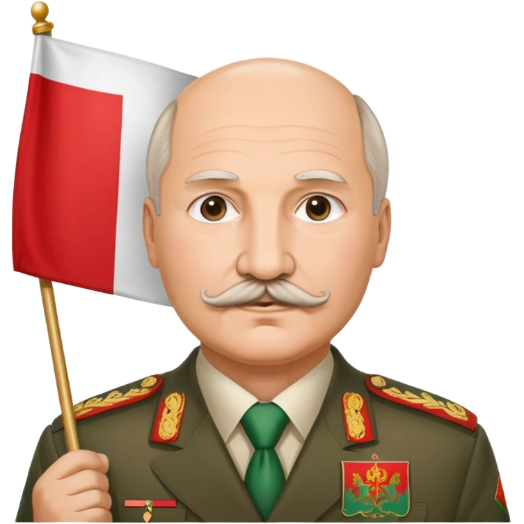 Alexander Lukashenko with mustache holding Belarus flag emoji