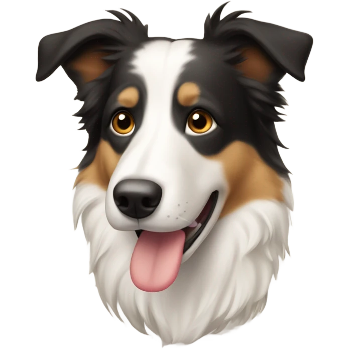A short haired sand and white border collie with falling ears emoji