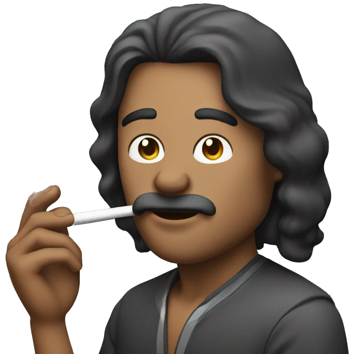 Man smoking cigarette with long hair & a bob  emoji