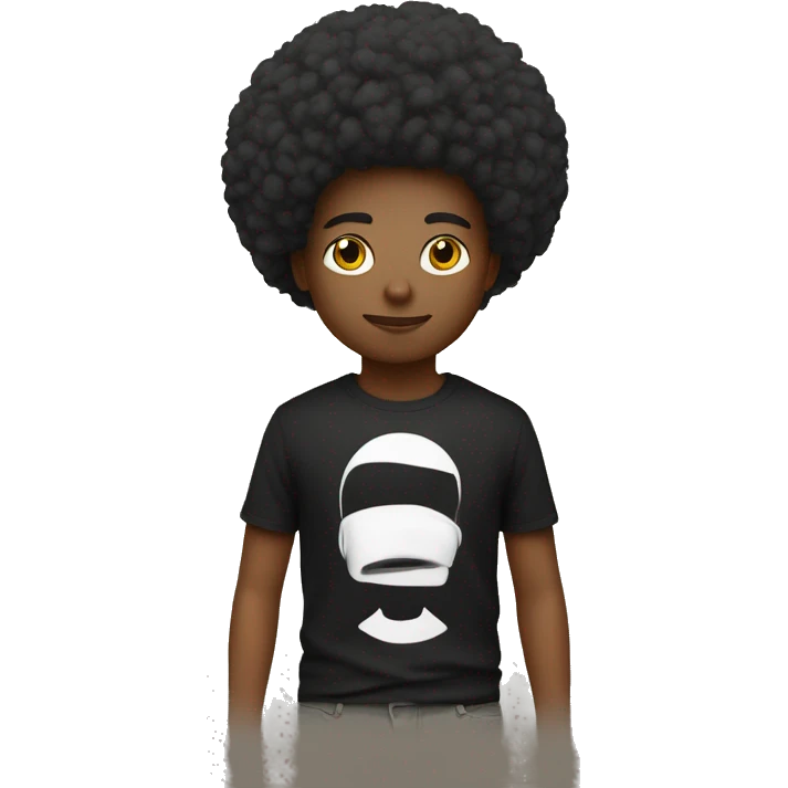 fais moi un noir avec un taper moyen et un collier croix chrétienne avec un t-shirt un afro  emoji