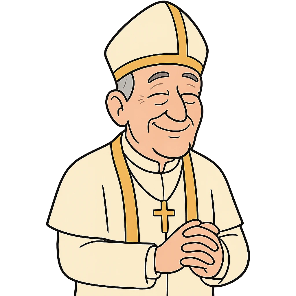 pope smiling, laying hands emoji