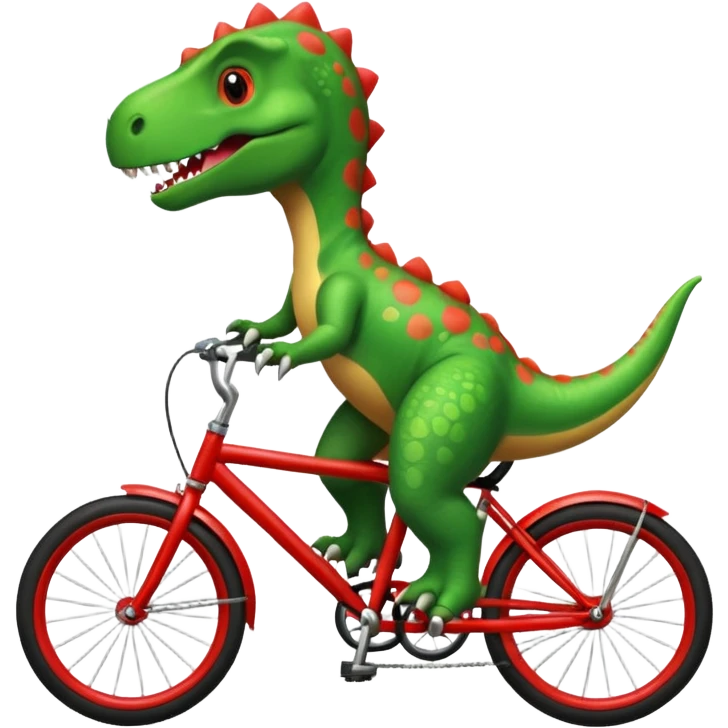 Cute dinosaur riding a bike  emoji