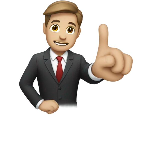 the man in the suit is showing something on his hand. emoji