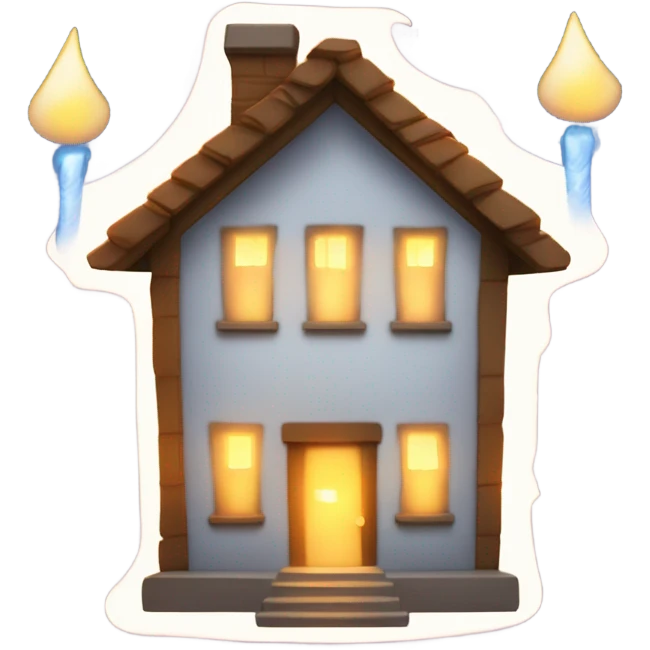 Lightening over a candlelit house  emoji