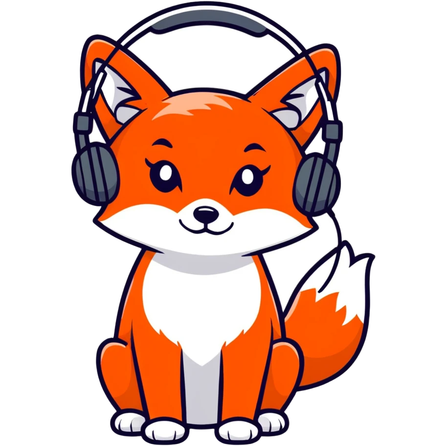 Red fox with headphones emoji