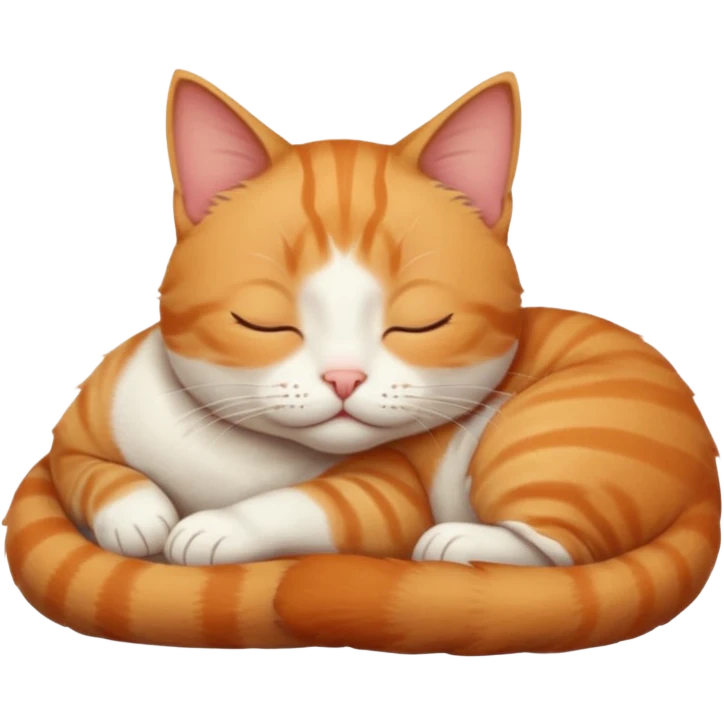 ginger and white small cat eyes closed lying down in funny position emoji