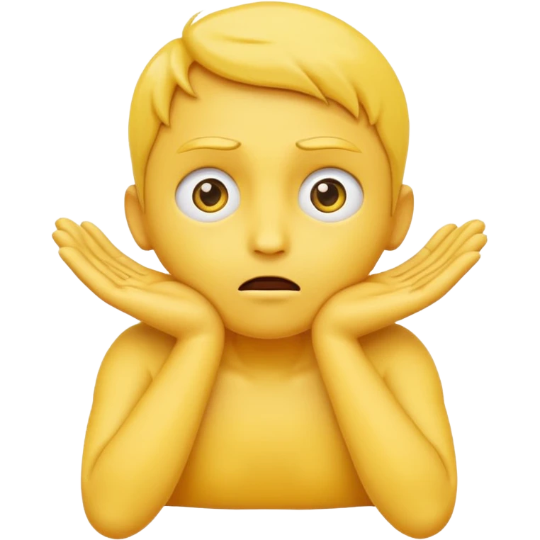 Yellow face emoji strangling itself with 2 arms crossed and hands saround neck and eyes looking up in fear emoji