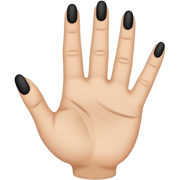emoji icon of a human hand, slightly clenched, Each3 of 5 finger has a small black minimalist tattoo: 8 on the first finger, 1 on the middle finger, 2 on the third finger. Simple thin line tattoos, no shading. Flat emoji style, simplified hand shape, neutral skin tone, clean outlines,  emoji