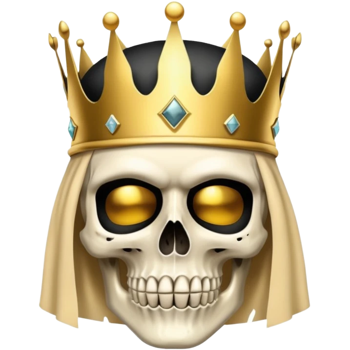 skull wearing a golden crown and black ski mask emoji