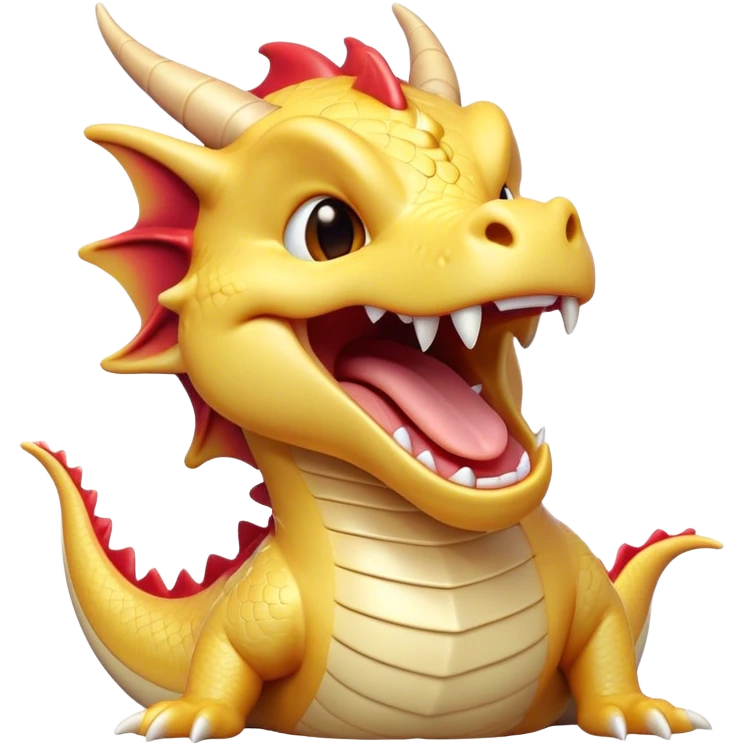 Cinematic Cute Yawning Dragon Portrait Emoji, Head tilted slightly with a dramatic, wide-open yawn, showcasing a soft, lustrous scaled body with gently drooping fins and half-closed, drowsy eyes, each scale rendered in exquisite detail under natural light; high shine, relaxed yet expressive, styled with a dash of fantastical charm, soft glowing outline, capturing the essence of a sleepy yet affectionate dragon that appears ready to stretch out and rest in its enchanted lair! emoji