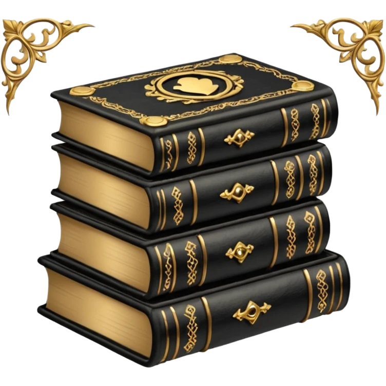 5 black gothic books on top emoji