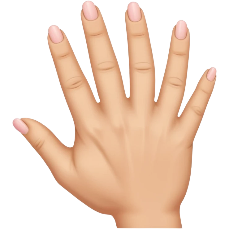 there's a space between thum and index finger. While index, middle, and ring finger are close to each other and there's also a space between ring and pinky finger. emoji