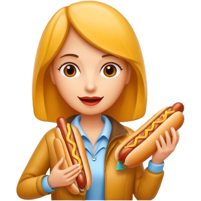 tourist woman holding hot dog emoji