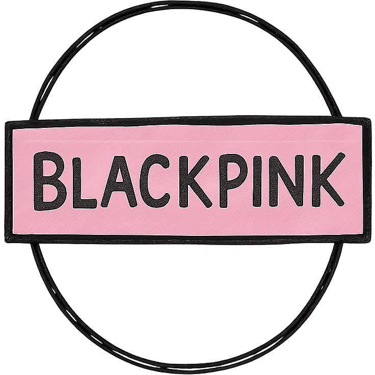 BLACKPINK-inspired object, black and pink colors, sketchy artistic hand-drawn icon, hand drawn style emoji