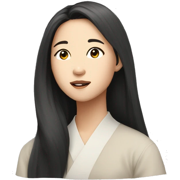 looking up aesthetic asian woman long hair emoji