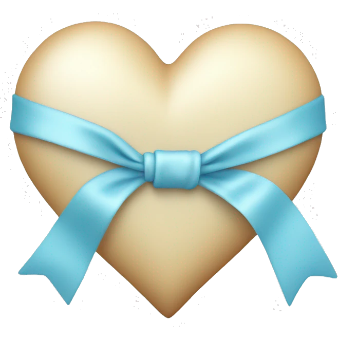 cream heart with a light blue ribbon tied around it  emoji