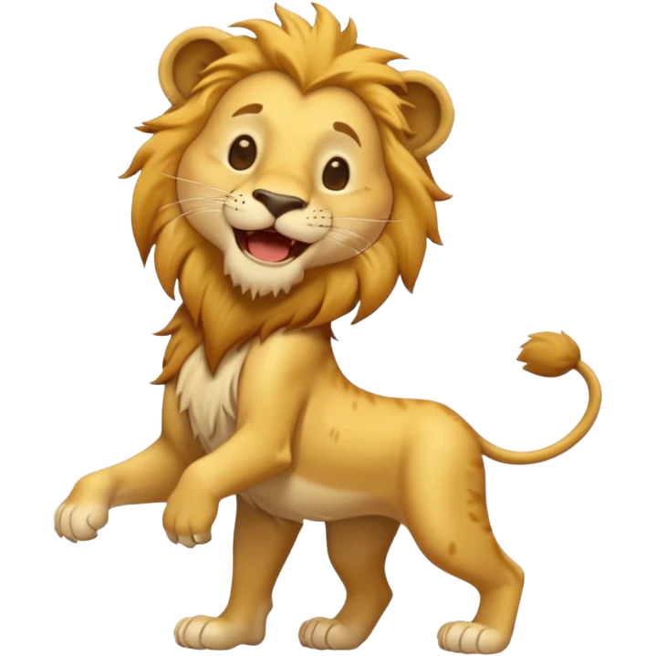 León desnutrido y flaco riéndose  de cuerpo entero emoji