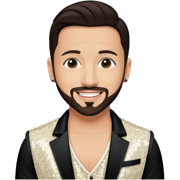AJ McLean from Backstreet Boys with dark brown hair, ivory sequin outfit emoji