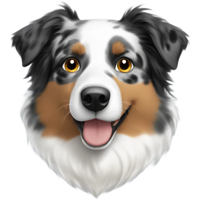 Australian Shepherd half tri face half white face white with black spot over one eye emoji
