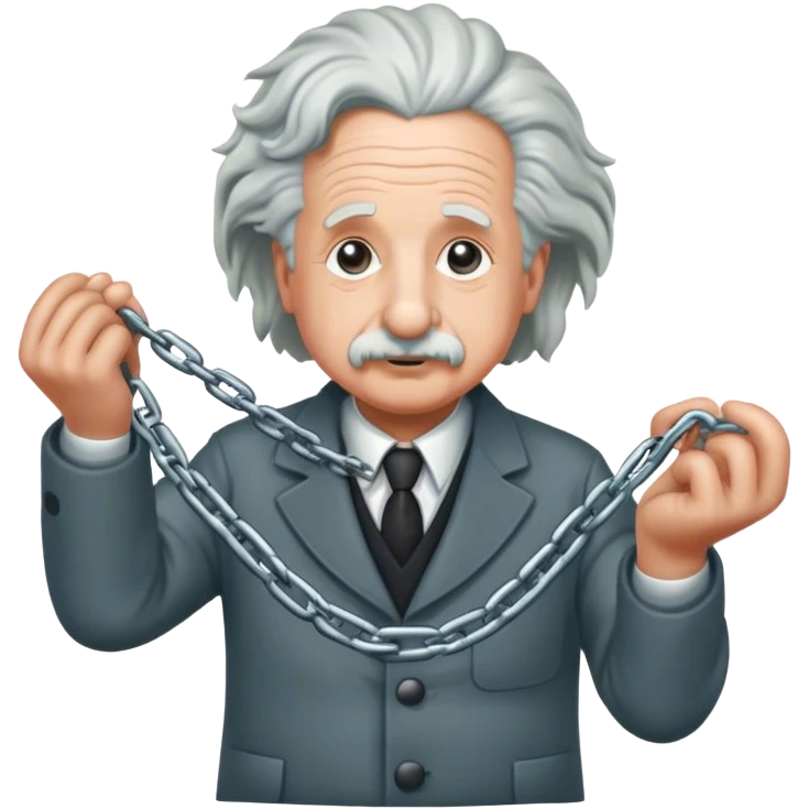 Albert einstein pulling on a chain emoji