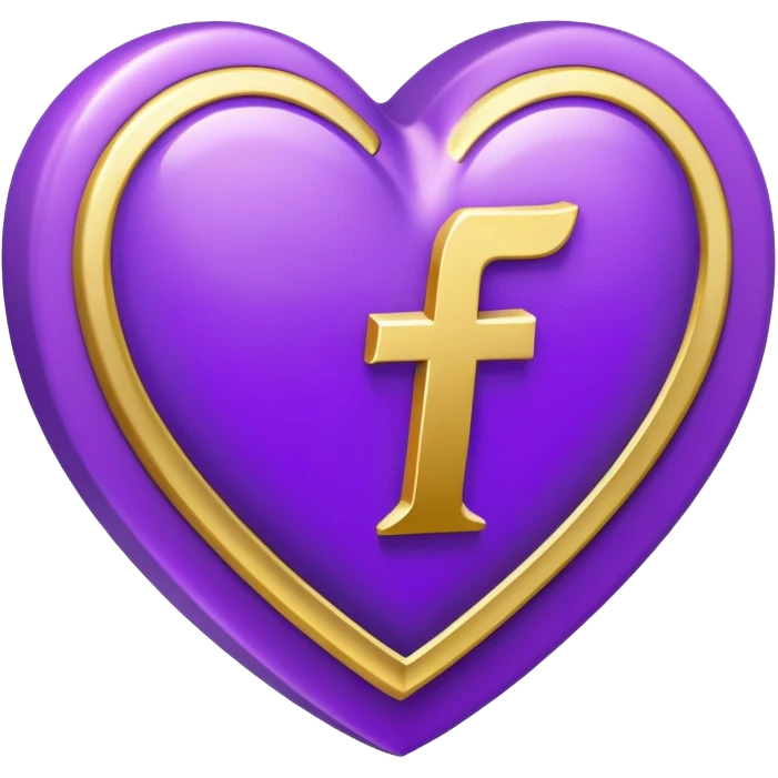 The golden Letter “t” inside a Purple Heart emoji