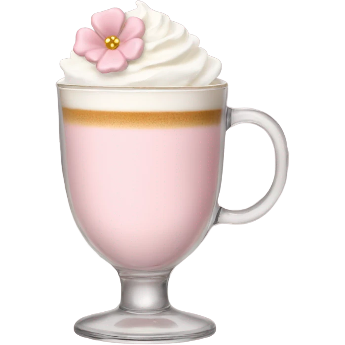 Light Pink latte classy in glass with flower emoji