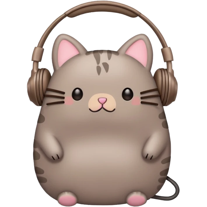 Pusheen with earphones  emoji