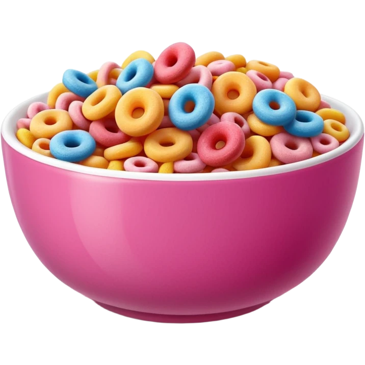 froot loops in a pink bowl, no spoon or milk emoji
