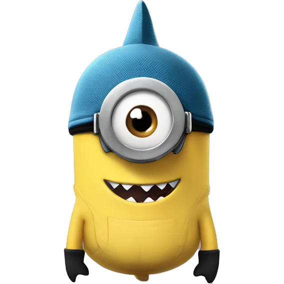 despicable me minion wit shark hat emoji