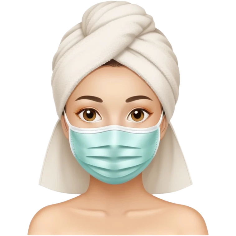 Lady with face mask spa beauty full face relaxing emoji