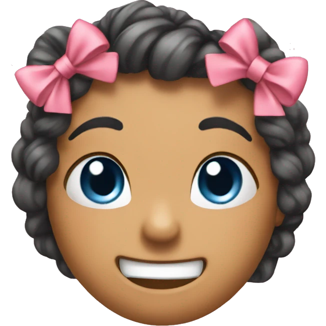 A emojis blushing with a bow emoji