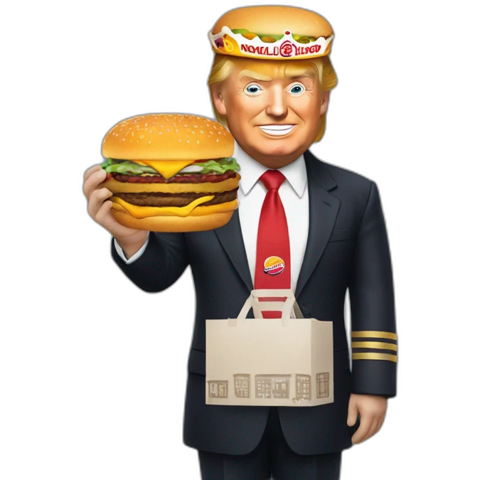 Donald Trump with Burger King sign in hand emoji