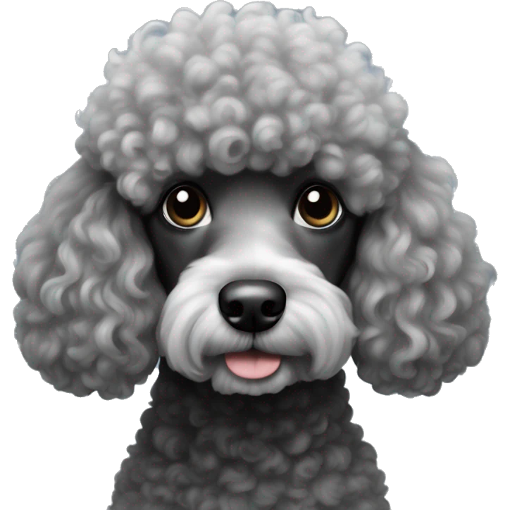 Poodle black&gray color emoji