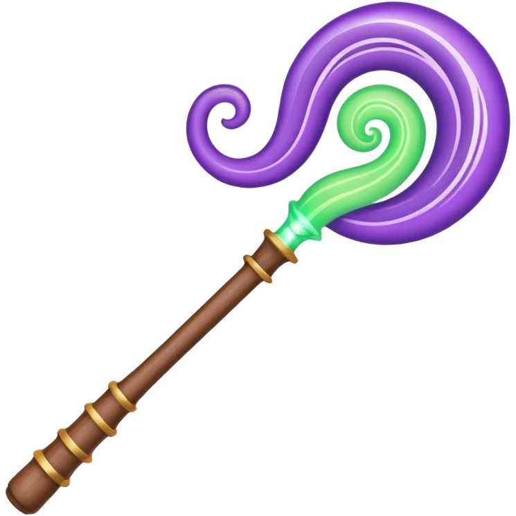 magic wand with purple green wave emoji