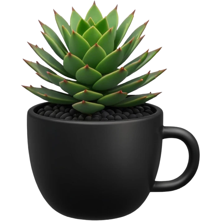 Desk Succulent Plant blavk cup emoji
