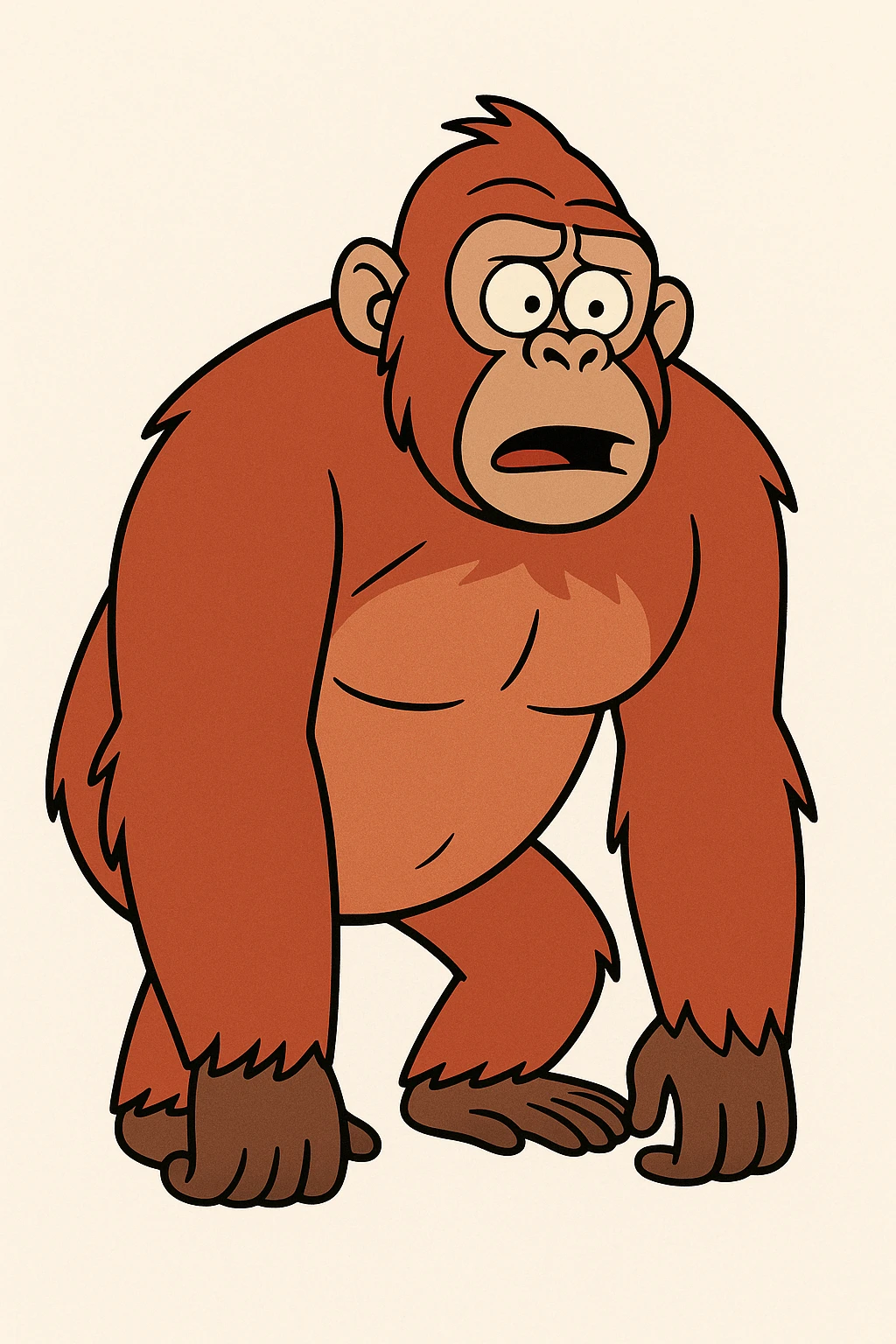 red ape, cartoon style, bold lines, white background emoji