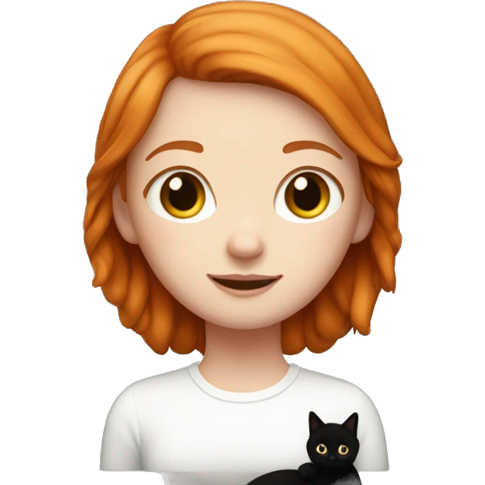 Ginger girl with black and white cat  emoji