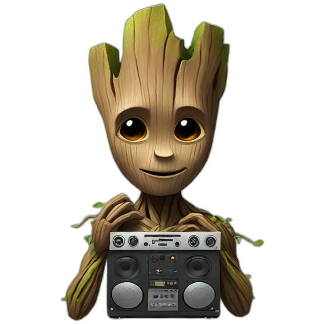 Groot listening to music emoji