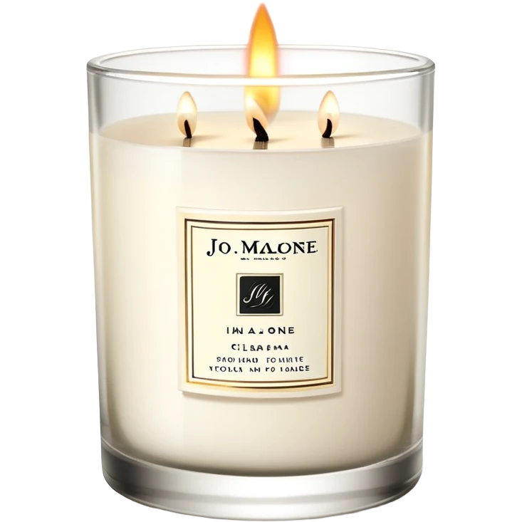 Elegant Jo Malone luxury candle in a clear glass jar with a simple label and a burning flame emoji
