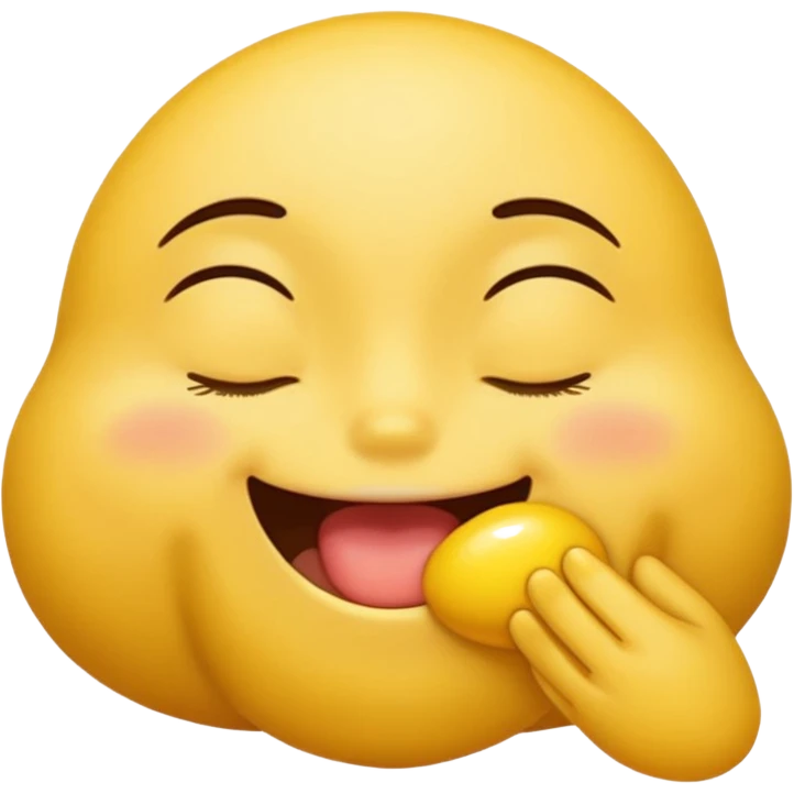 Yellow Emoji with closed eyes and biting lip, air humping full body emoji