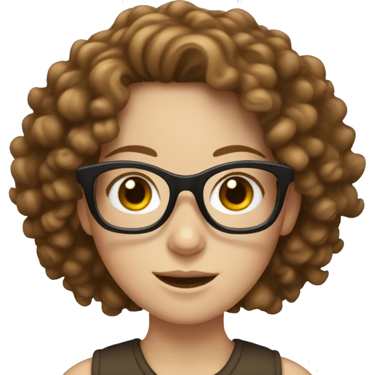 white girl with brown curly hair and glasses emoji