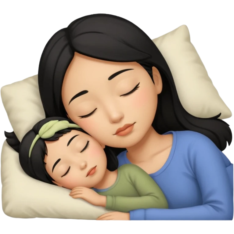 Black haired, olive-skinned Asian girl sleeping alone  emoji