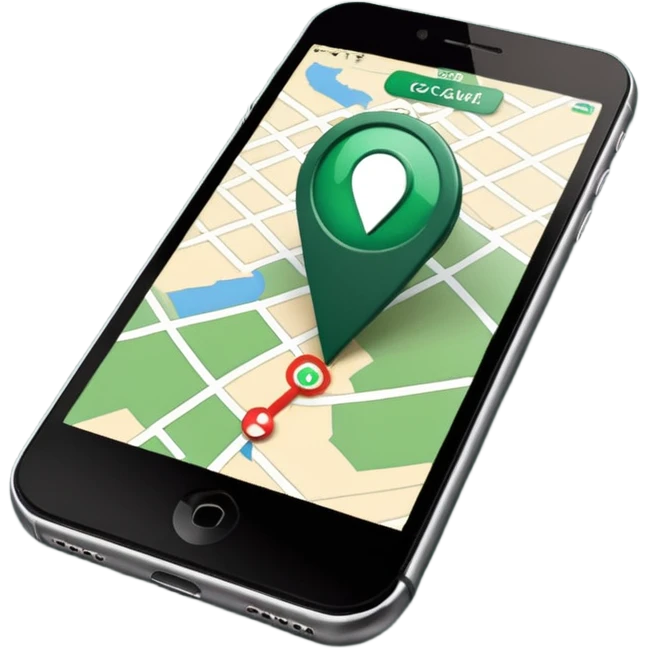 dark green geotag pointing to map on dark green iphone display emoji