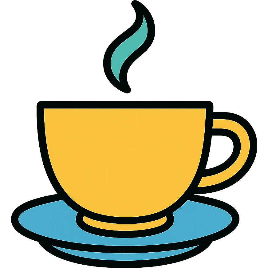 Colorful outline icon of a teacup with saucer emoji