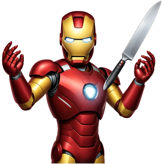 Guy with knife  and thanks with fork iron man with laser beams emoji