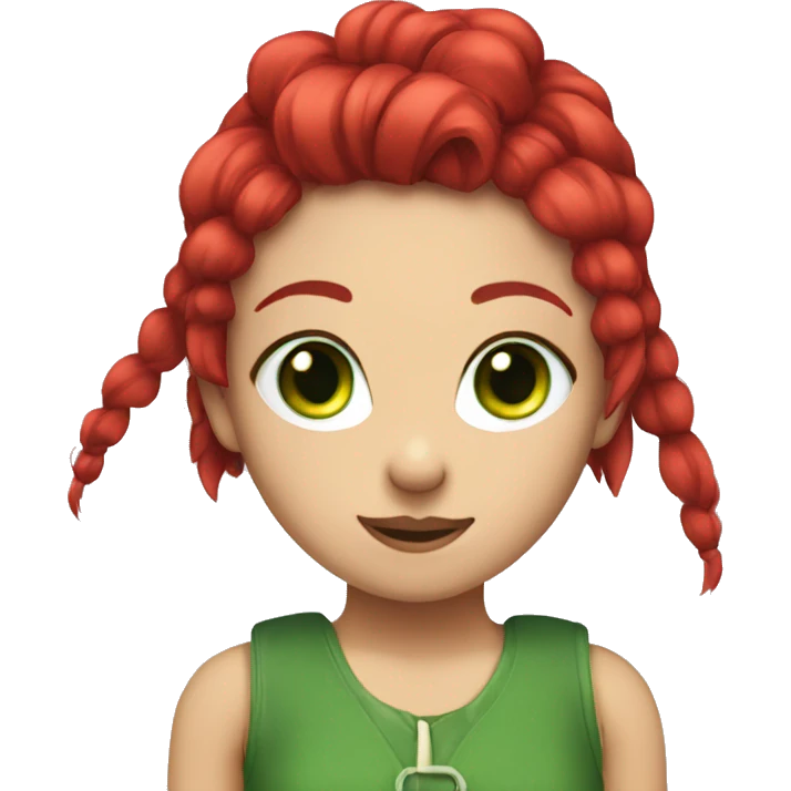 furry girl with two red ponytails and green eyes  emoji