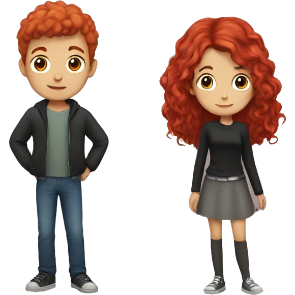 A boy with red hair and a girl with black hair emoji