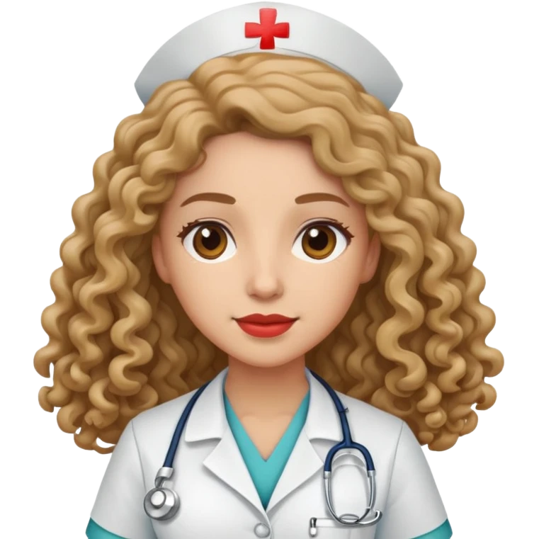 Enfermera con cabello rizado largo  emoji